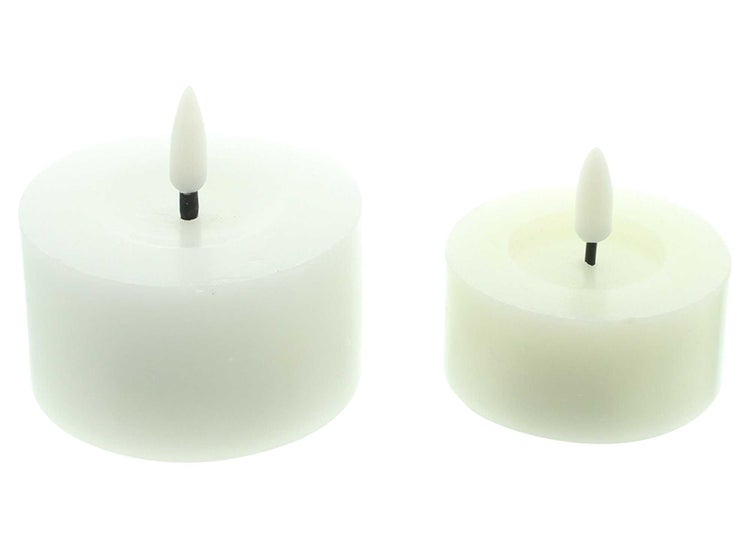 FRANK FLECHTWAREN | LED-Kerze White, 2er Set, WACHS, KUNSTSTOFF, 6 x 6 x 3 cm, 7,5 x 7,5 x 4 cm