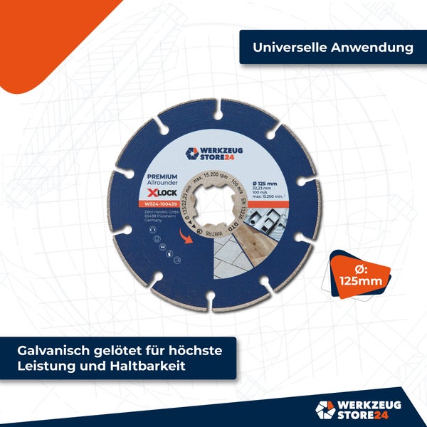 Werkzeugstore24 Diamanttrennscheibe mit 125 Millimeter Durchmesser