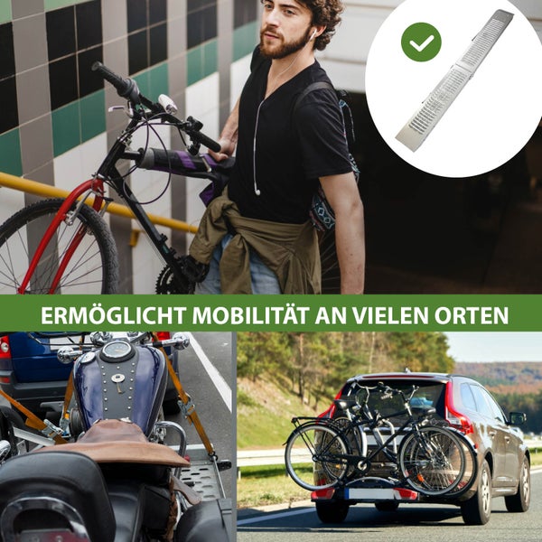 Verschiedene Transportsituationen mit einer Auffahrschiene zur Unterstützung.