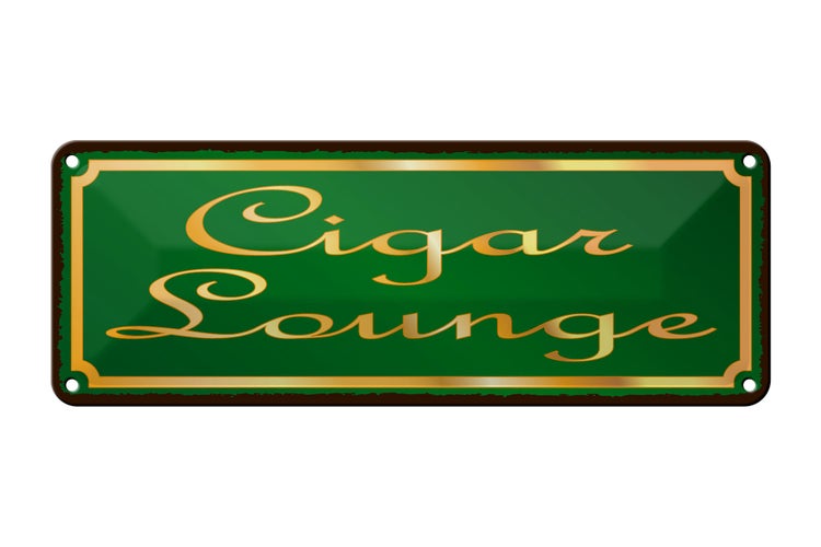Blechschild Spruch 27x10cm Cigar Lounge Zigarre Lounge Dekoration