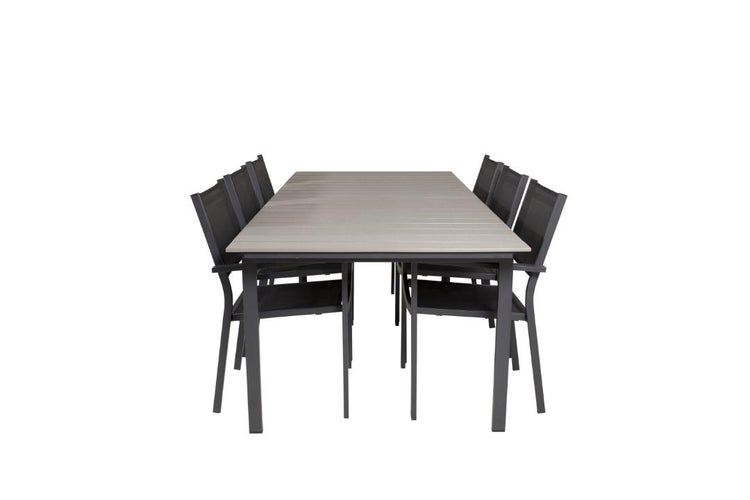 Gartentischgruppe mit Tisch und sechs Stühlen