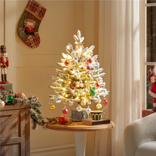 Yaheetech 68 cm Künstlicher Weihnachtsbaum mit Schnee , Grün