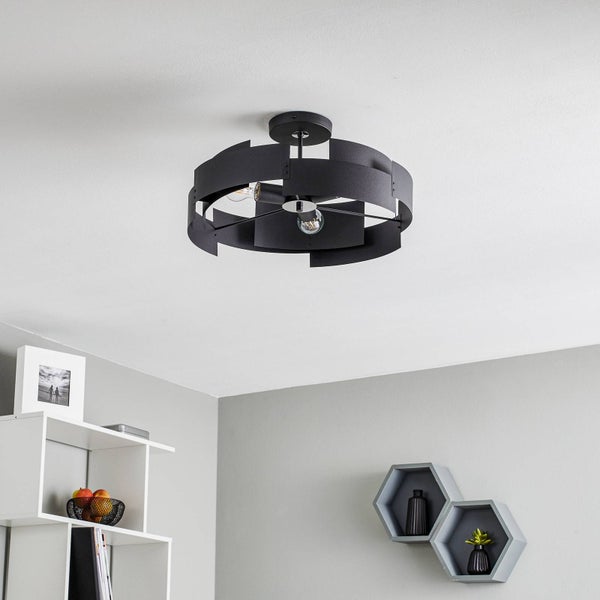 Schwarze Deckenleuchte mit modernem Design und zwei Glühbirnen