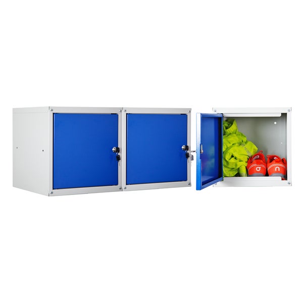 PROREGAL Mega Deal 2x Schließfachwürfel Cubic HxBxT 35 x 35 x 35 cm Grau-Blau