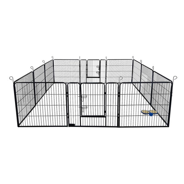 Home Deluxe - Welpenauslauf BARKI - 80 x 80 cm, 12-Teilig, Farbe: Schwarz, inkl. Türverriegelung, abgerundete Ecken und Kanten I Welpenspielplatz Welpenfreilauf