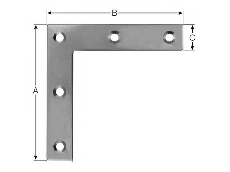 Winkelverbinder mit Abmessungsangaben A, B und C