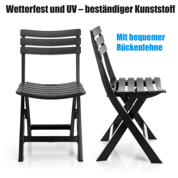 BigDean Gartenstuhl klappbar aus wetterfestem & robustem Kunststoff in Anthrazit – Klappstuhl ideal für Garten und Balkon – Balkonstuhl Made in Italy