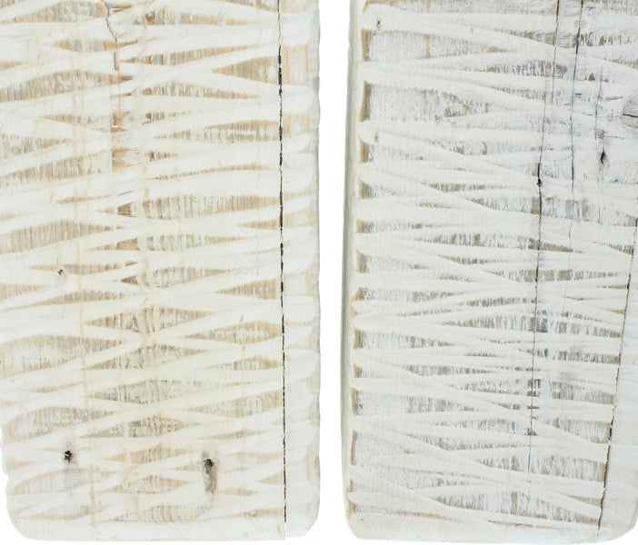 FRANK FLECHTWAREN | Dekovase White Shabby, 2er Set, HOLZ, 12 x 12 x 23 cm, 12,5 x 12,5 x 30 cm