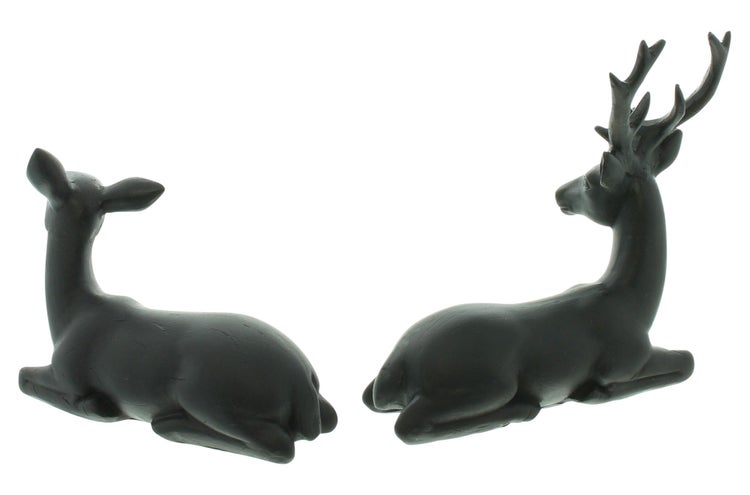FRANK FLECHTWAREN | Hirschpaar Black, POLYRESIN, 13,5 x 5,5 x 10 cm, 14 x 5,5 x 14 cm