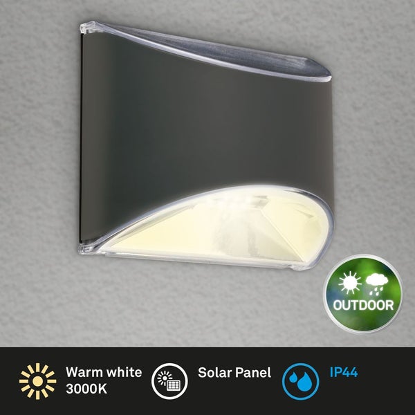 LED solar wall light, anthracite, 4xLED