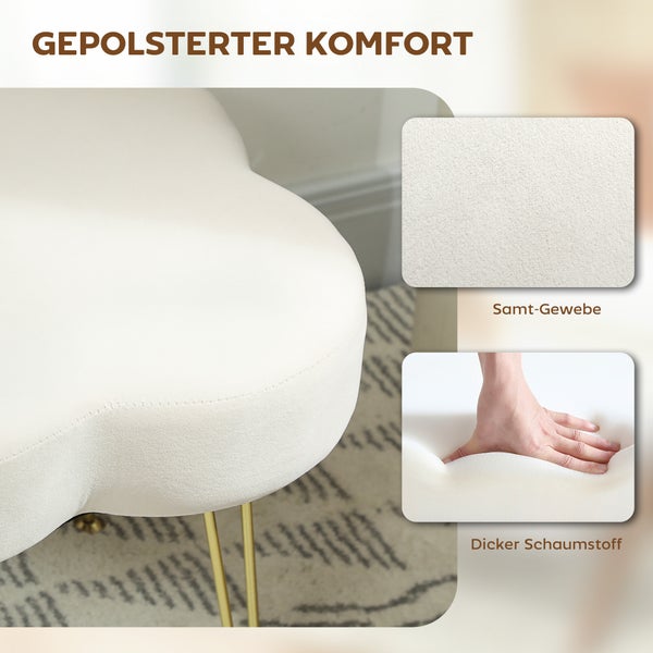 Gepolsterter Hocker mit Samtbezug und Schaumstoffpolsterung