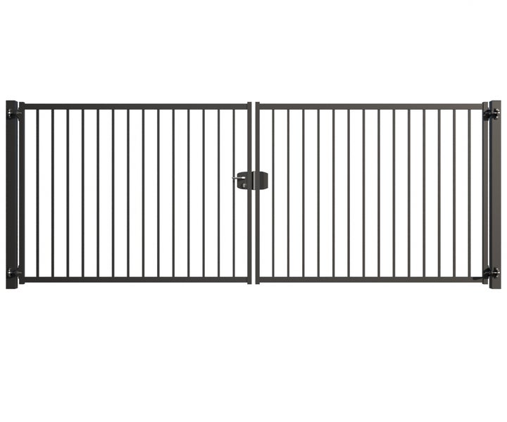 Doppeltor aus Metall mit Schloss für den Gartenzaun