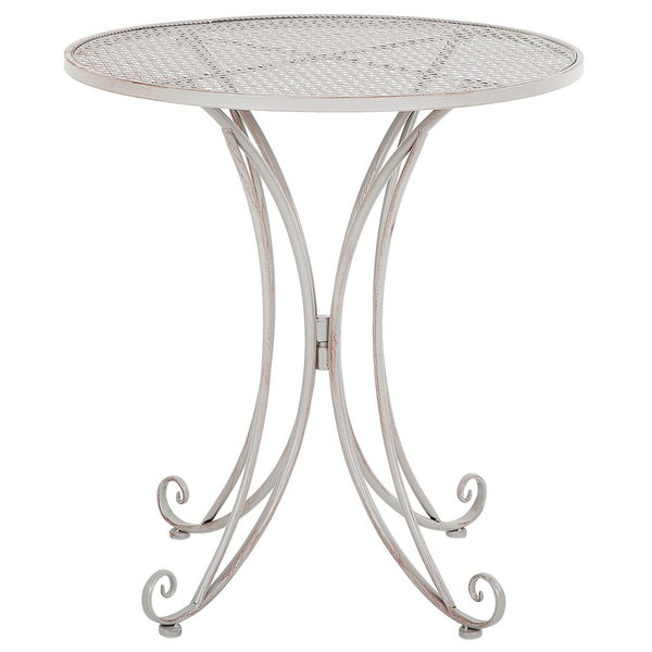 Runder Gartentisch aus Metall mit dekorativen Beinen