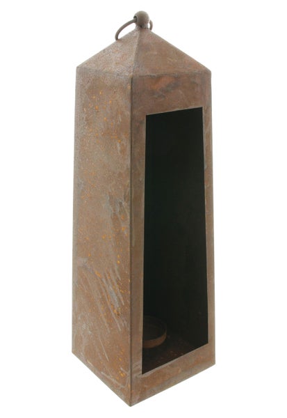 FRANK FLECHTWAREN | Kerzenhalter Rostlaterne, METALL, 13 x 13 x 40 cm