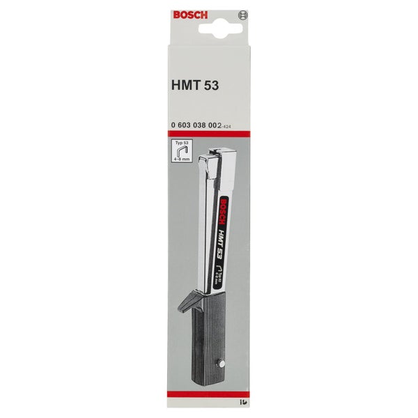 Bosch Handtacker HMT 53 in Originalverpackung für Heftklammern Typ 53 mit einer Länge von 4 bis 8 Millimeter.