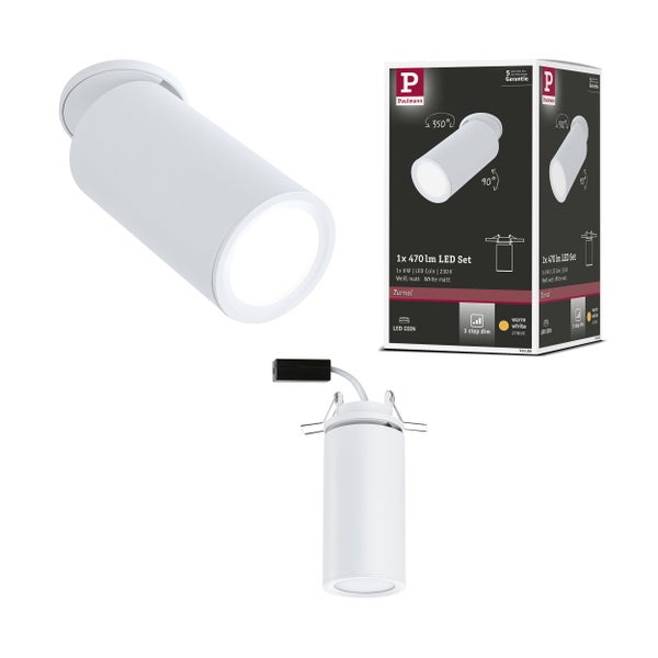LED Einbauleuchte 3-Step-Dim Turnal rund 60 mm 90° Coin 6W 470lm 230V dimmbar 2700K Weiß matt