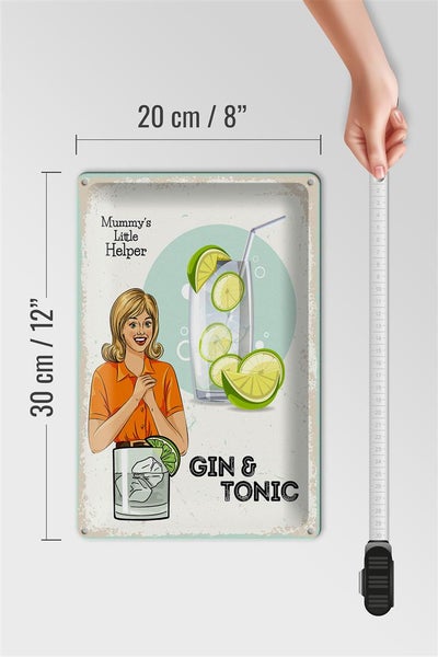Blechschild Spruch Mummy´s little Helper Gin & Tonic 20x30cm
