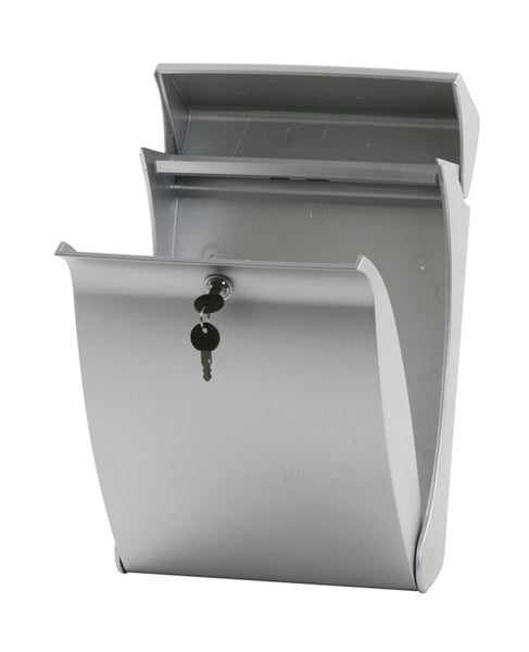 PROREGAL Funktionaler Design- Wandbriefkasten Aus Kunststoff 18,7 Liter HxBxT 42 x 13 x 27 Einwurfsöffnung 26,1 x 3,9 cm Silber
