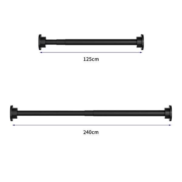 Teleskop Duschvorhangstange in zwei Längen von 125 Zentimeter und 240 Zentimeter.