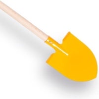 Gelber Spaten mit Holzgriff