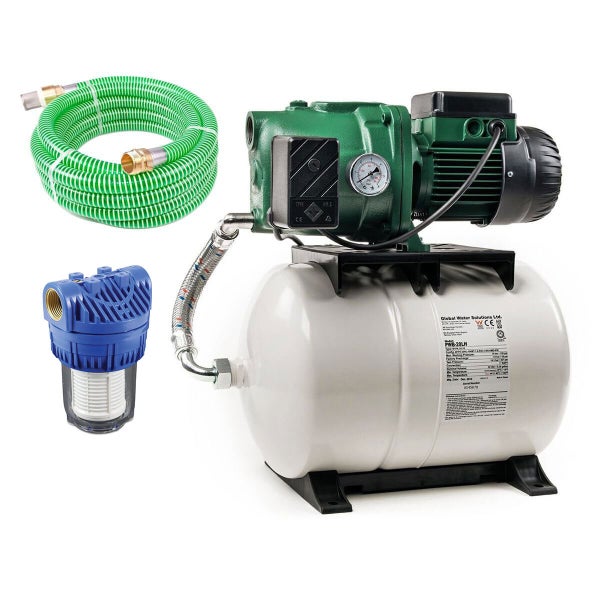 Hauswasserwerk mit Schlauch und Filter