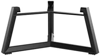 Schwarzes Tischgestell aus Metall mit drei Beinen in Winkelform.