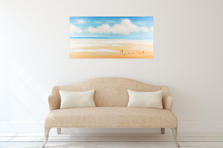 Handgemaltes Gemälde Acrylfarbe 120x60cm Beige