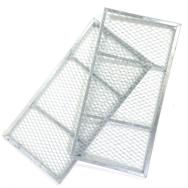 Zwei Abstreifgitter aus Metall für Farbroller