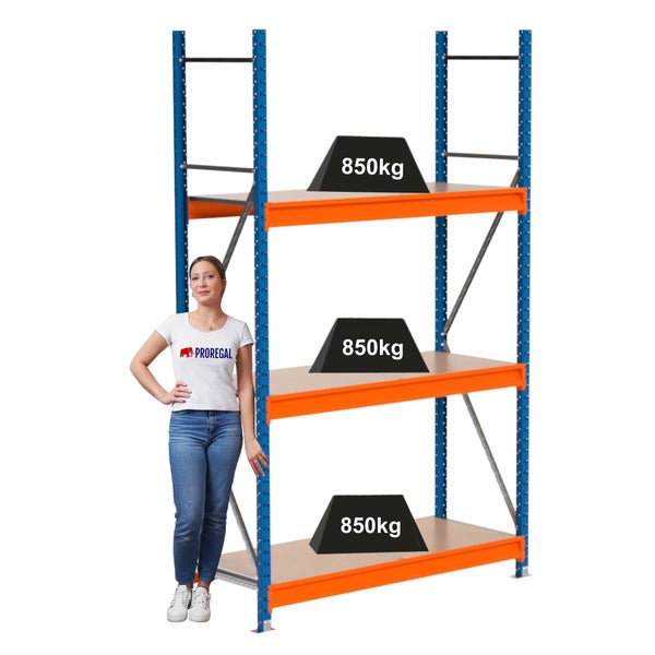 Regal mit drei Ebenen, Traglast 850 kg pro Ebene