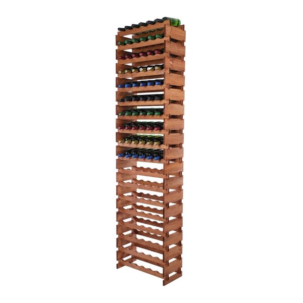 Weinregal VINOTECA FLEX PRO HxBxT 247x65x28cm 108 Flaschen auf 18 Ebenen Massives Kiefernholz Braun geölt