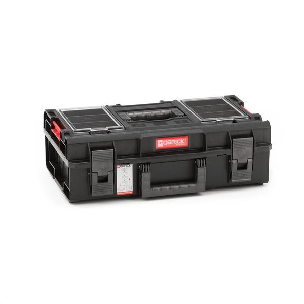PROREGAL QBRICK Werkzeugkasten One 15,5 Liter Transparenter Deckel Mit Deck & Frontgriff Traglast Bis Zu 120 kg Mit Klemmverschlüsse Schwarz