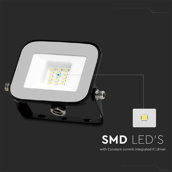 V-TAC VT-44010 - Schwarze LED-Flutlichtstrahler - Samsung - IP65 - 10W - 735 Lumen - 6500K - 5