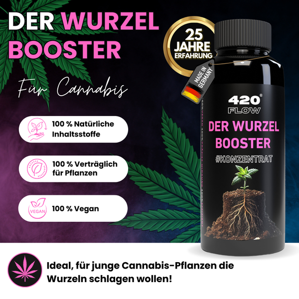 420 Flow Wurzelbooster Konzentrat für Cannabis Pflanzen, vegan und natürlich, 25 Jahre Erfahrung, Made in Germany.
