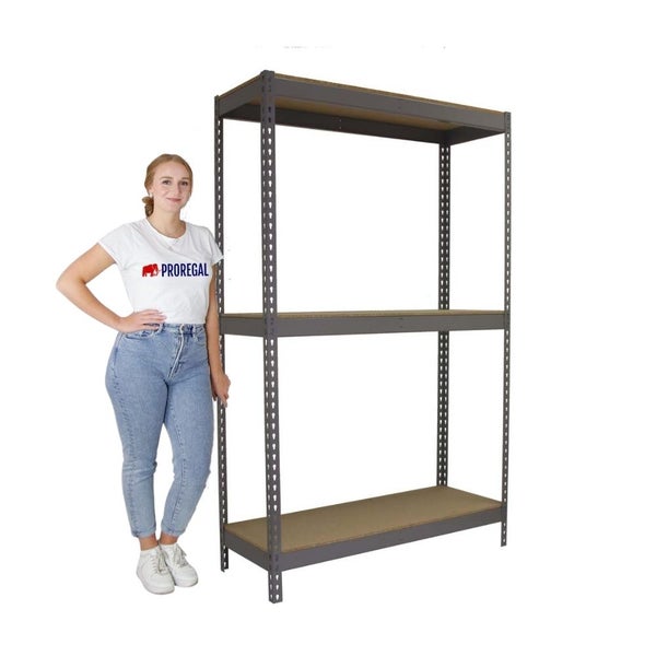 PROREGAL Schwerlastregal Big Wood Yeti Three HxBxT 200 x 120 x 45 cm Fachlast 400 kg Grau