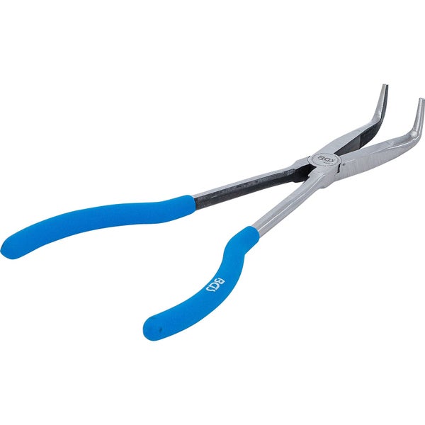 Gebogene Spitzzange mit blauem Griff