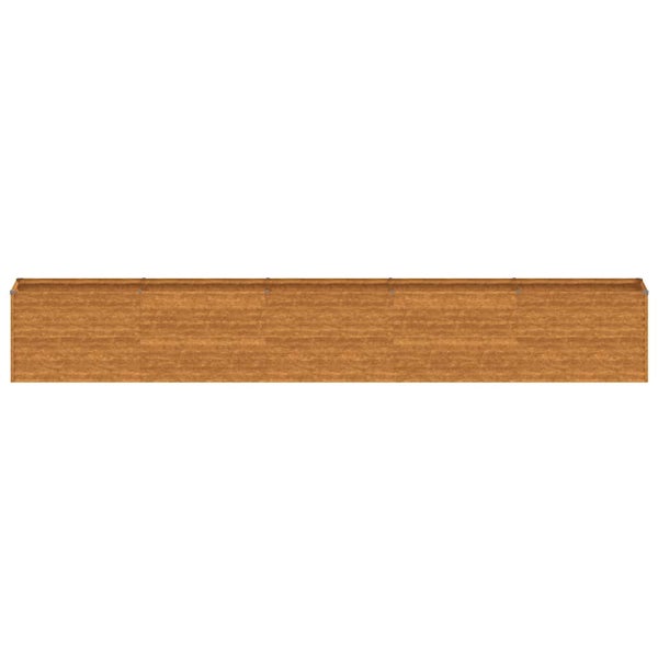 Langes rechteckiges Hochbeet aus Holz für den Garten.