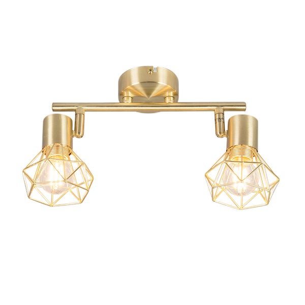 Zwei-flammige Deckenleuchte aus Metall mit geometrischen Lampenschirmen