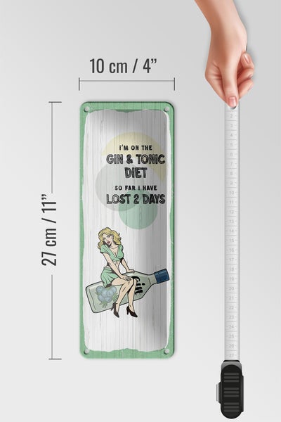 Blechschild Spruch Pinup I´m on the Gin & Tonic Diet 10x27cm