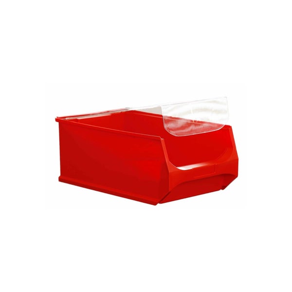 PROREGAL SuperSparSet 4 x Rote Sichtlagerbox 5.0 Mit Abdeckung HxBxT 20 x 30 x 50 cm 21,8 Liter Sichtlagerbehälter Sichtlagerkasten