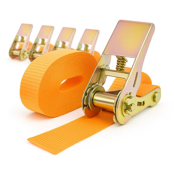 Spanngurte mit Ratsche zur Ladungssicherung, Set mit fünf Stück