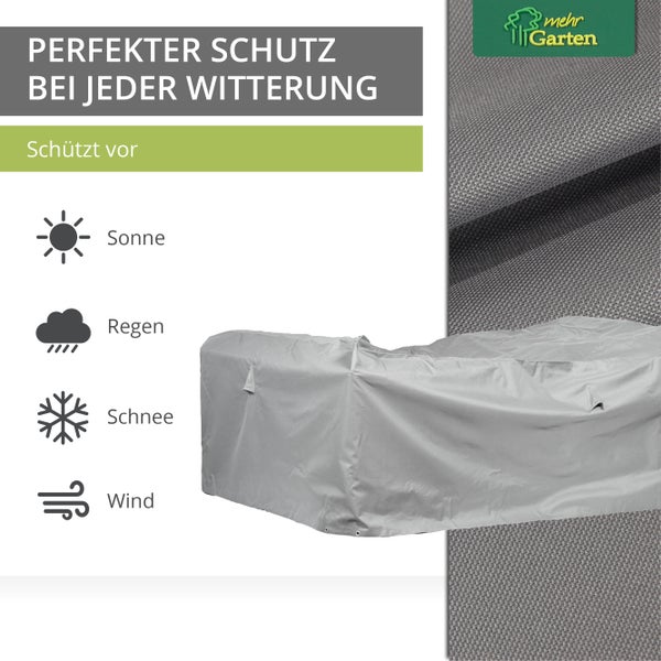 Mehr Garten Lounge Abdeckung rechteckig I Abdeckung Gartenmöbel Winterfest I Gartenmöbel Abdeckung Wasserdicht I UV-beständig & wetterfest I 365x365x80 cm I Oxford 600D Gewebe