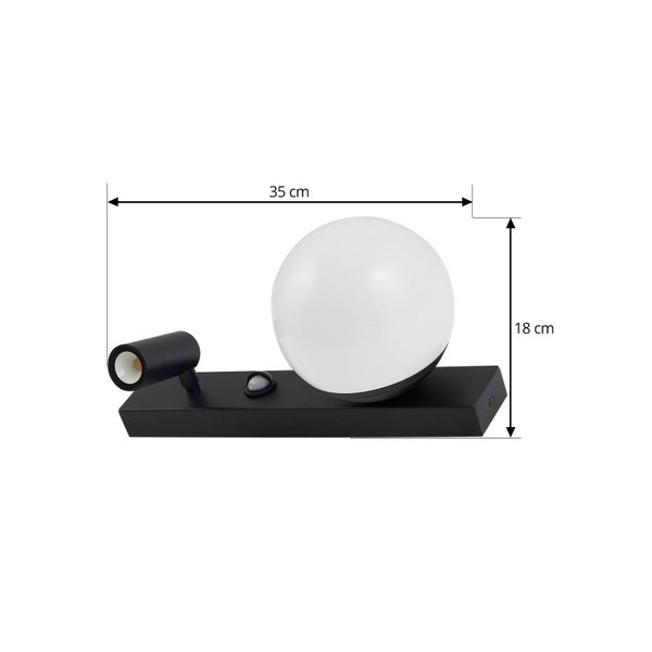 Lindby LED Wandleuchte außen Larcie mit Bewegungsmelder (spritzwassergeschützt (Modern) in Schwarz aus Aluminium (2 flammig, ) - Außenwandleuchten Wandlampe Led Außenlampe Outdoor für