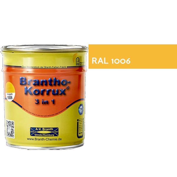 Brantho Korrux 3in1 Rostschutzfarbe - Primer, Rostschutz und Lack RAL 1006 - maisgelb / 5Lt. / 6 Kg.