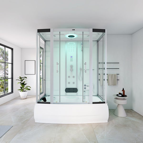 Home Deluxe - Dampfdusche DIAMOND - Weiß, Maße: 170 x 90 x 220 cm - inkl. Radio, Regendusche und komplettem Zubehör I Dampfsauna, Badewanne, Whirlpool, Dusche
