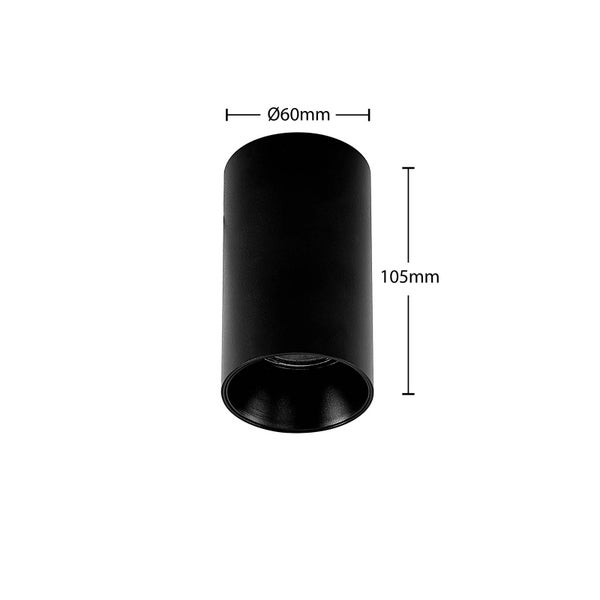 Schwarze Deckenleuchte, zylindrische Form, Durchmesser 60 mm, Höhe 105 mm