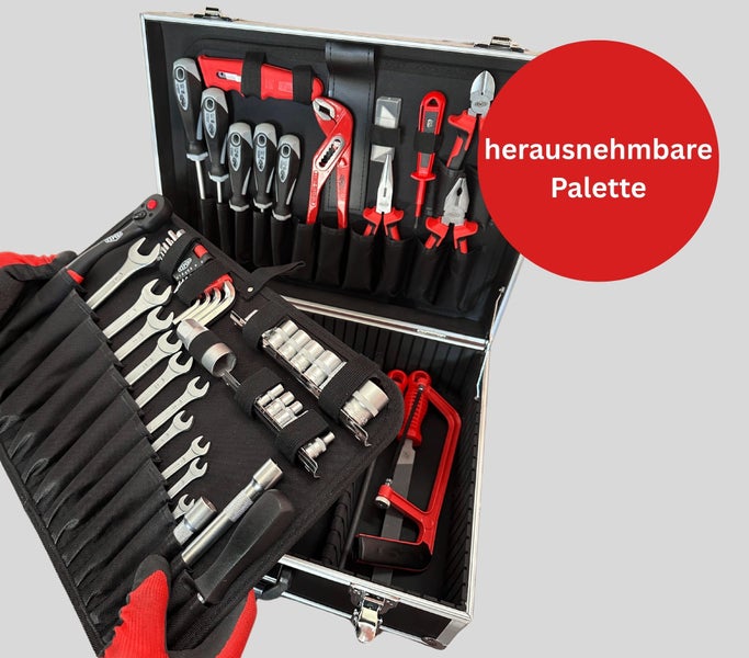 FAMEX 745-47 Werkzeugkoffer mit hochwertigem Werkzeug-Set, Werkzeugkiste, Werkzeugkasten