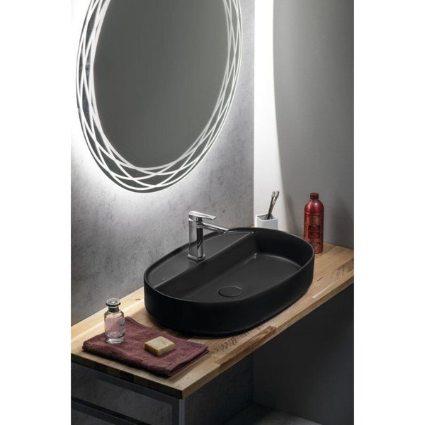 Isvea Waschbecken Oval Aufsatzwaschbecken Badezimmer Schwarz