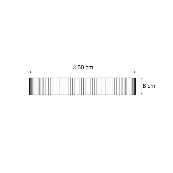 Maßzeichnung einer runden Leuchte mit einem Durchmesser von 50 Zentimetern und einer Höhe von 8 Zentimetern.