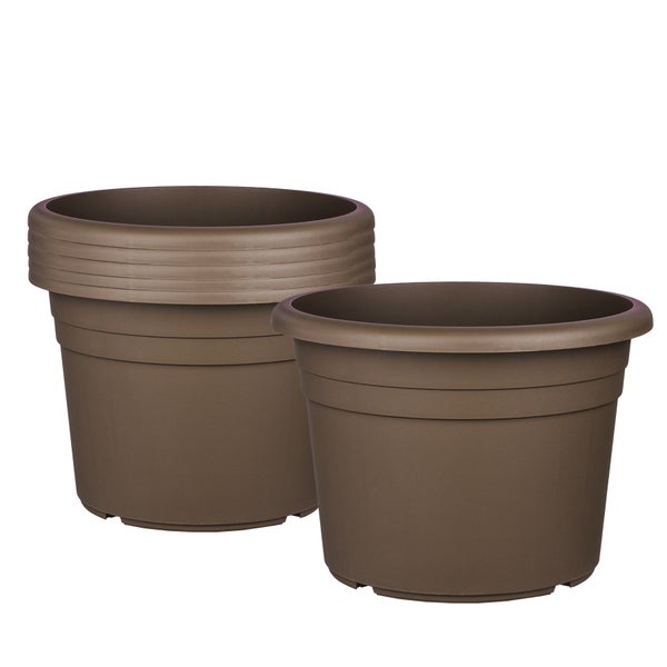 6x Blumentopf Ø 50 cm Farbe Taupe Kunststoff Pflanztopf Containertopf Übertopf Pflanzkübel rund 50 x 35 cm