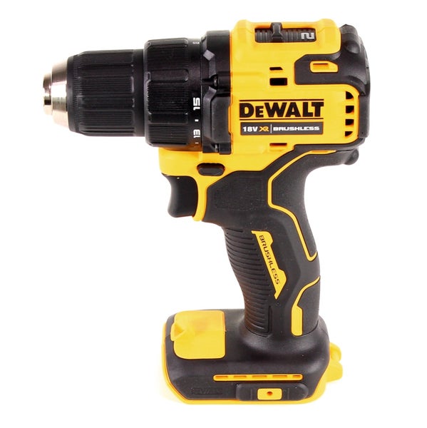 Akku-Bohrschrauber DeWALT 18 Volt bürstenlos mit Schnellspannbohrfutter und ergonomischem Griff.